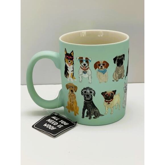 Dogs in Glasses, "All You Need Is Woof" Gifts by Eccolo, 16oz Soft Touch Mug-NEW - Picture 3 of 6
